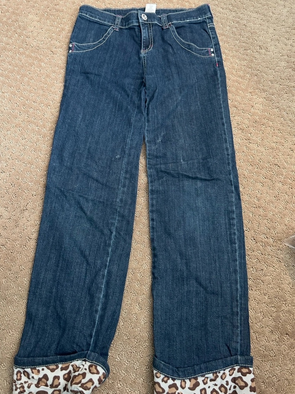 Gymboree Dark Blue Bootcut Jeans with Leopard Cuff